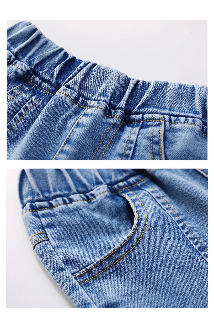 Elegante Kinder-Jeans mit Schlitz und Perlen für Mädchen, schmal geschnittene Denim-Hose mit Schleife, Kinderhose mit Schleife, Größe 5 6 7 8 9 10 11 12 13 14 – Detail 11