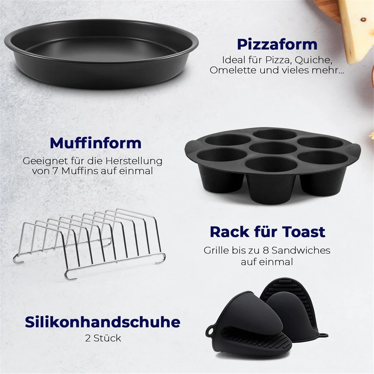 Accesorios cuadrados para freidora de aire A01M, 9 pulgadas, para Cosori Ninja Phillips Tower Instant Pot Tefal, Etc., freidora de aire de cesta profunda de 5,6-8,3 L