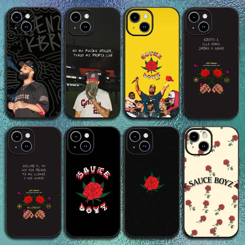 Funda de teléfono Boyz Rose Eladio Carrion Sauce para IPhone 11 12 13 14 15 16Pro Max Plus Classic Black Soft Shell