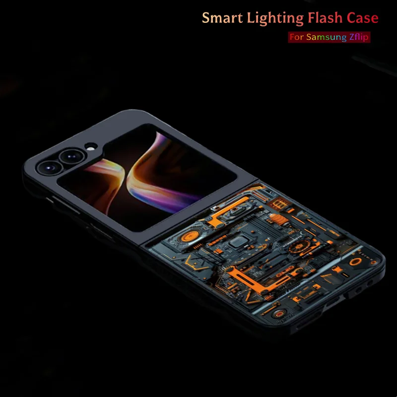 

For Samsung Galaxy Z Flip 4 5 6 zflip 7 Aesthetics Mechanical Luminous Phone Case For Samsung Zfold 4 5 6 7 LED Glow Phone Cover