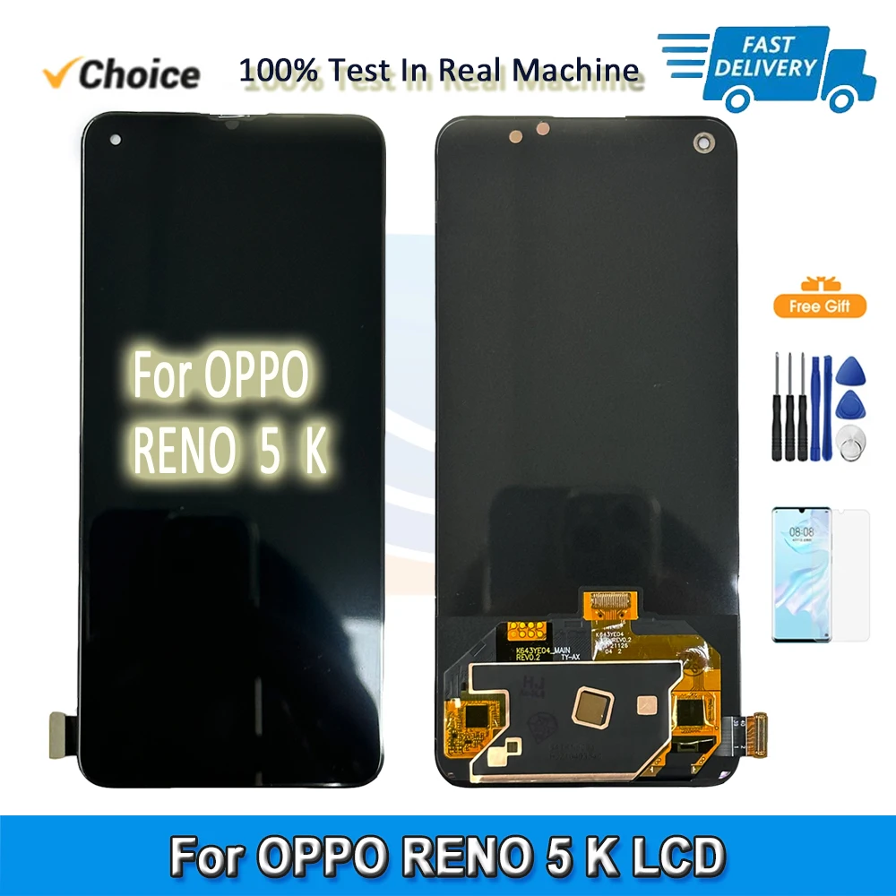 6.43'' AMOLED For OPPO Reno 5K LCD Display Touch Screen Digitizer For OPPO Reno5 K PEGM10 LCD With Fingerprint Replacement Parts