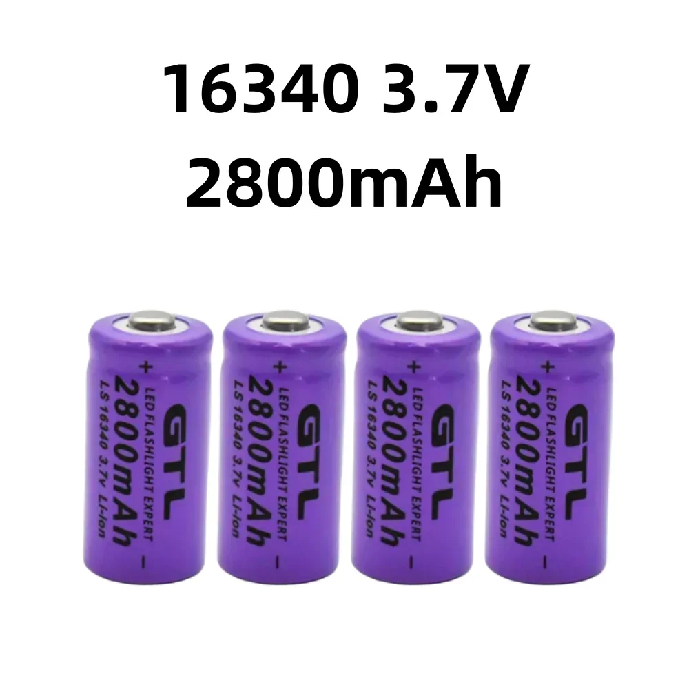 3.7V 2800mAh Li-ion 16340 Battery CR123 CR123A Rechargeable Batteries for Laser Pen LED Flashlight Camera