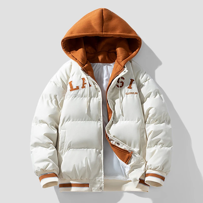 Parkas à capuche décontractés pour hommes, vestes rembourrées en coton, vêtements d\'extérieur chauds, coupe-vent pour jeunes, vêtements de