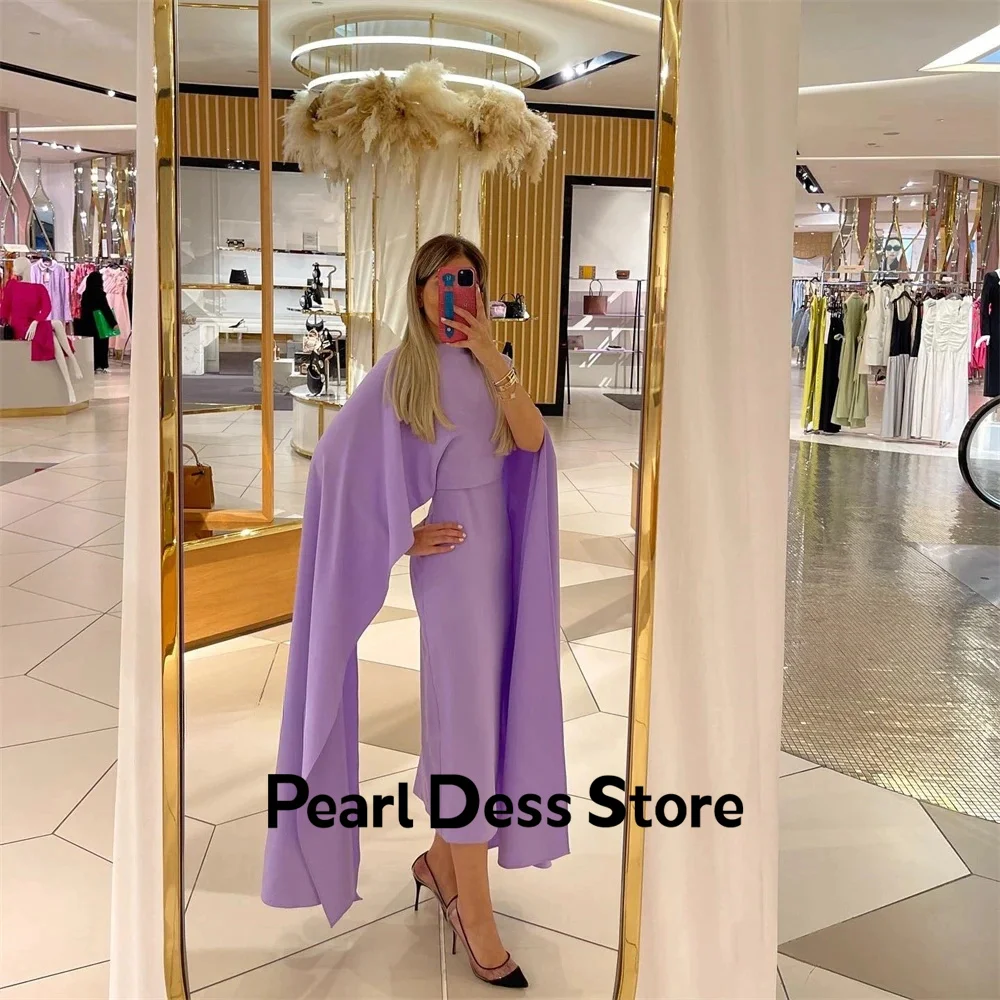 Pearl Evening Dresses Woman Elegant Luxury Evening Dress 2024 Satin Royal Engagement Dress Es Purple Fish Tail Shawl Ball Gowns