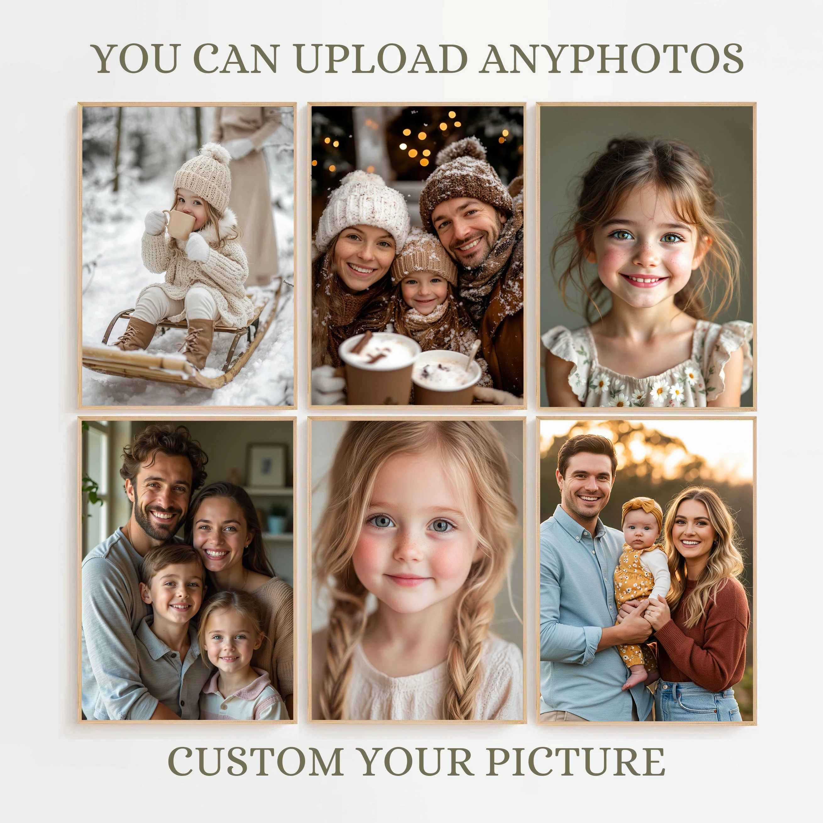 6pcs/set Frameless Custom Canvas Printing Personalized Photo for Family Life Pets Scenery Couple Weddings Home Decor Poster Gift