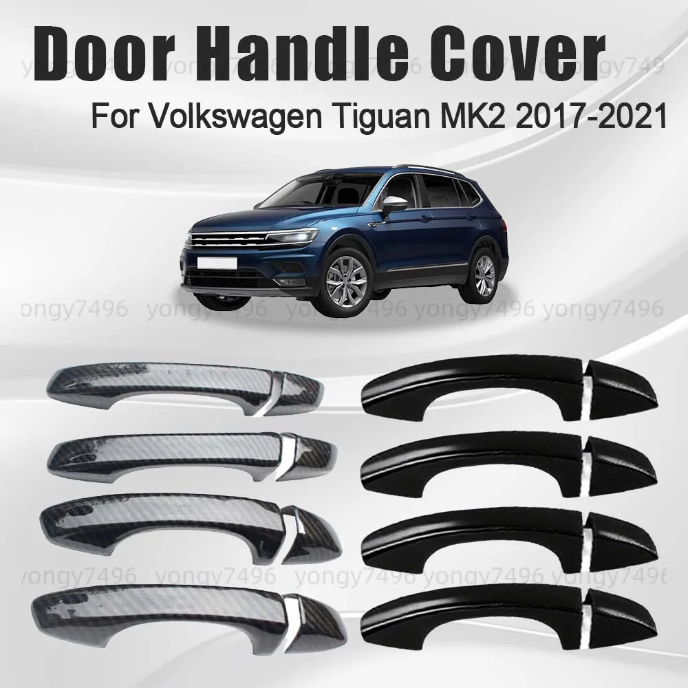 

Крышка дверной ручки для Volkswagen Tiguan MK2 2017-2021, углеродное волокно, глянцевый, черный, хром, серебристый, автомобильные аксессуары, украшение