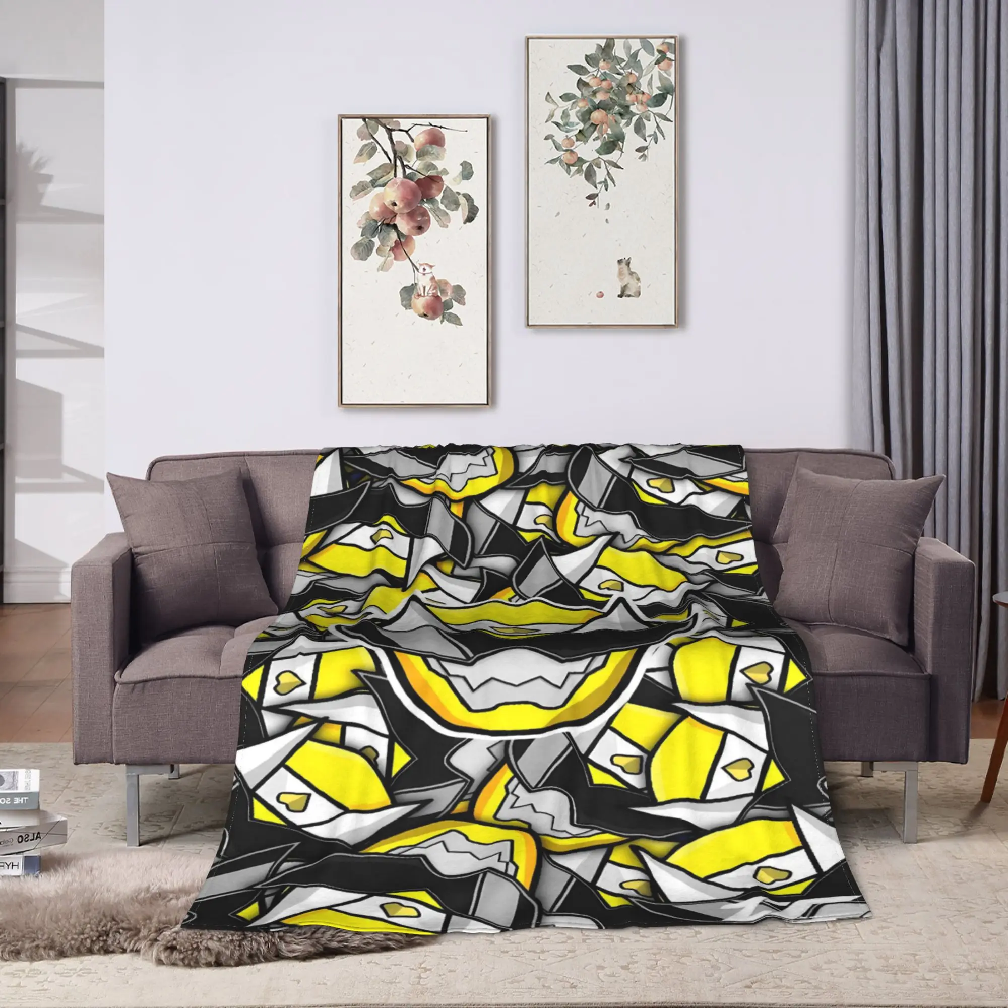 Yellow Black Mosaic Kamen Rider Super Soft Blanket Office Plush Throw Blanket Fluffy Couch Bed Flannel Bedspread Sofa Bed Cover