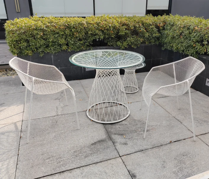 고품질 적층형 금속 야외/실내 정원 바 레저 식탁 의자