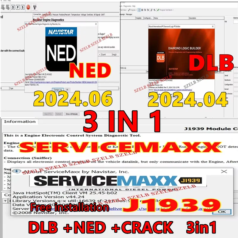NED 2024.06 DLB 2024.04 تشخيص المحرك Navistar Diamond Logic Builder + ملفات الكراك + ServiceMaxx J1939 + تركيب مجاني #1