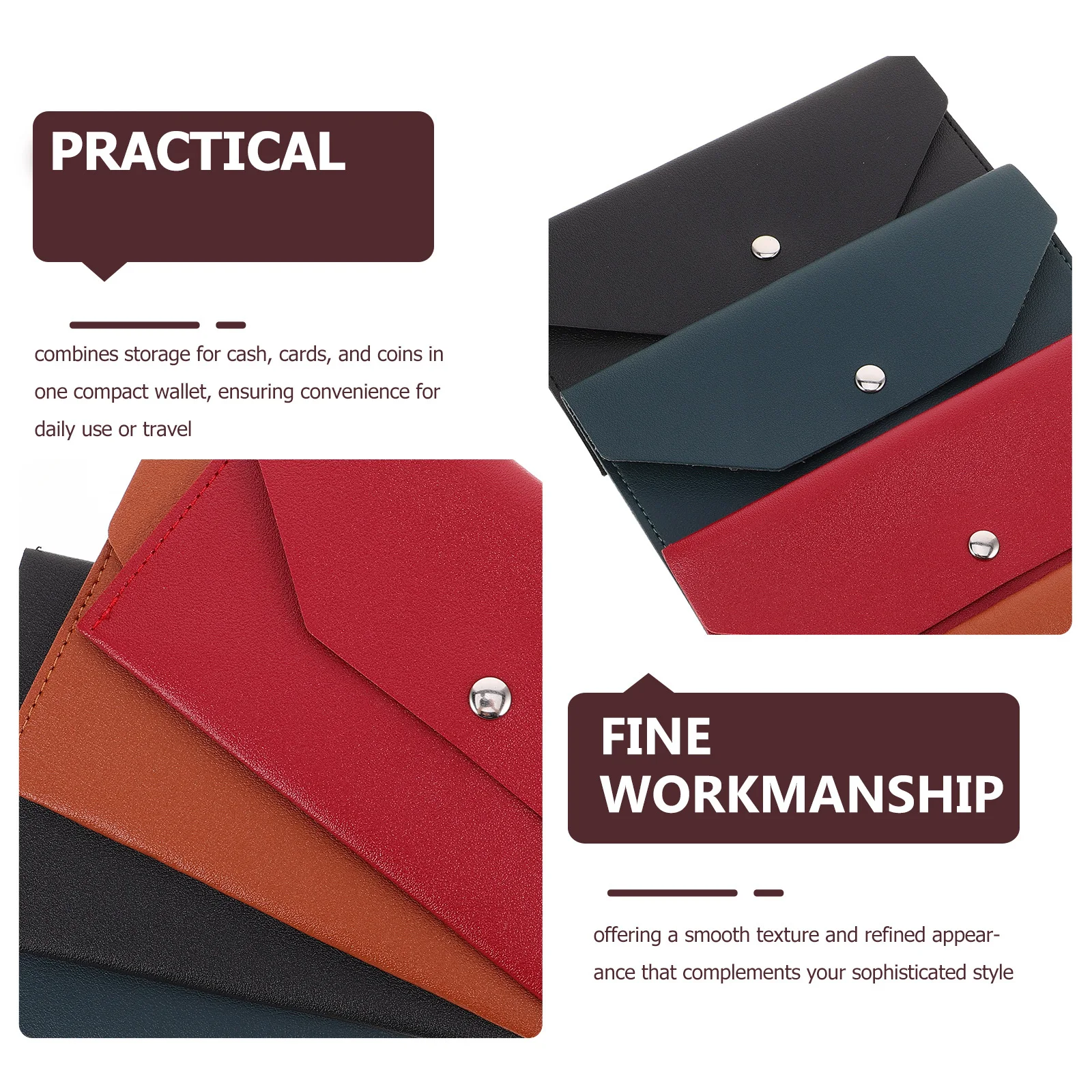 4Pcs Small Card Wallet PU Clutch Wallet for Men Women Multi Card Holder Envelope Design Cash Pouch Organizer Daily Essential