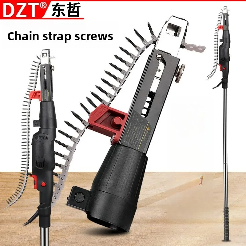 Rechargeable Electric Chain Belt Screw Gun, Automatic Nail Gun for Woodworking Decoration