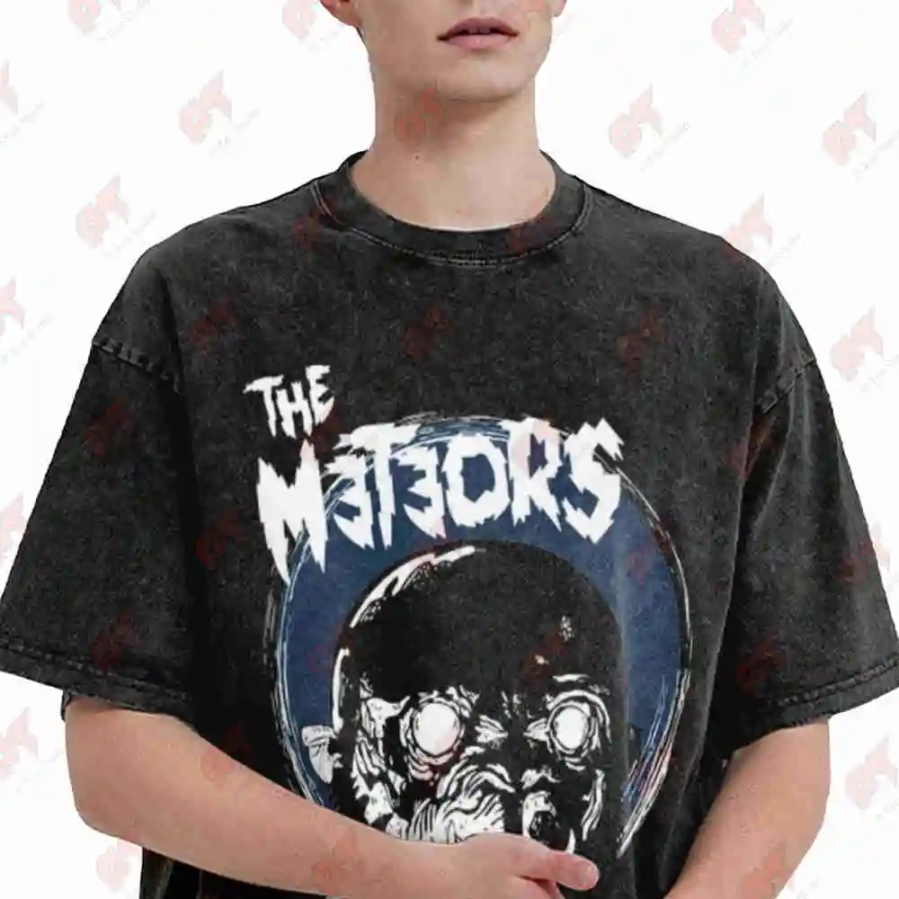 The Meteors Retro Music Meteor Blue Vintage Washed Tee Pure Cotton T-Shirt