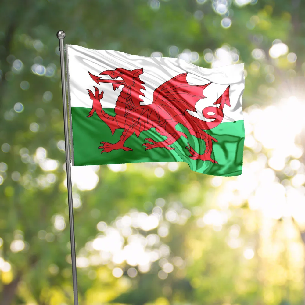 3x5 Ft Wales Cymru Flag Vivid Color and Fade proof Canvas part of the United Kingdom Flags Polyester with Brass Grommets
