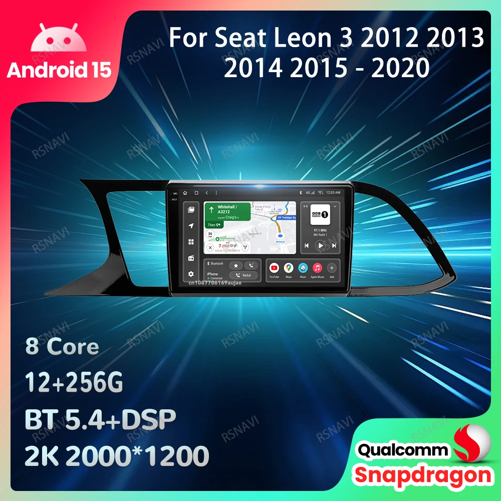 

Автомобильный радиоприемник Android 15 для Seat Leon 3 2012 2013 2014 2015-2020 Viedo Player DSP Qualcomm Мультимедиа GPS Стерео Автораadio BT DVD