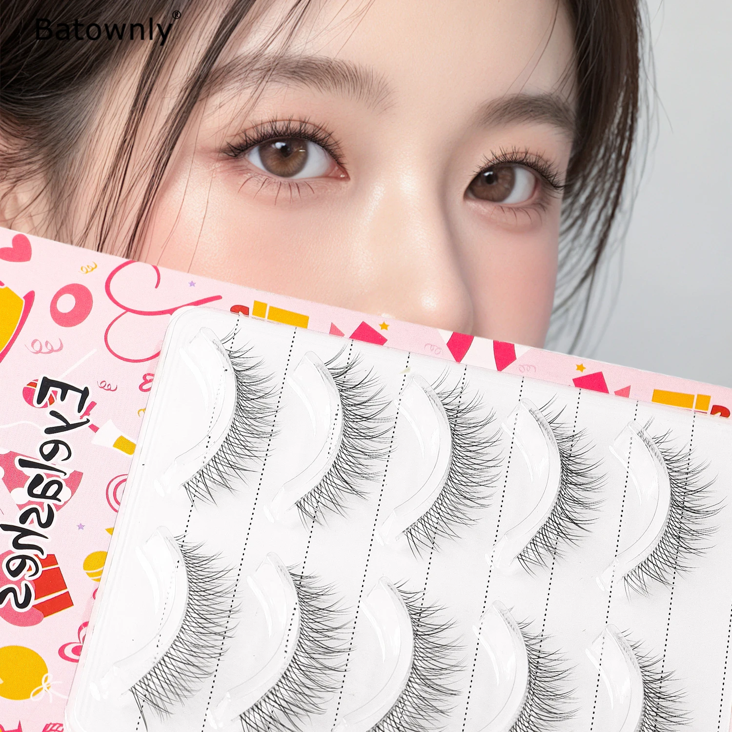 5 Pairs of Natural False Eyelashes, Three-Dimensional Curl, Lightweight and Breathable, Natural Look Like No Makeup, Fairy-Like Lashes, One-Piece Transparent Stem, Natural Cross-Lash Design