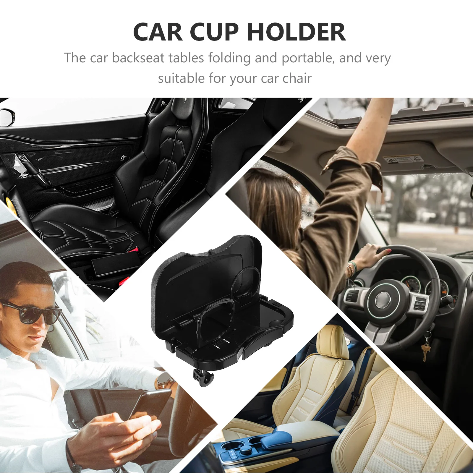 

Backseat Tray Table For Kids Foldable Car Seat Tray With Cup Holder, Bottle Rack, Non-Slip Surface, Auto Storage Rack, Vehicle