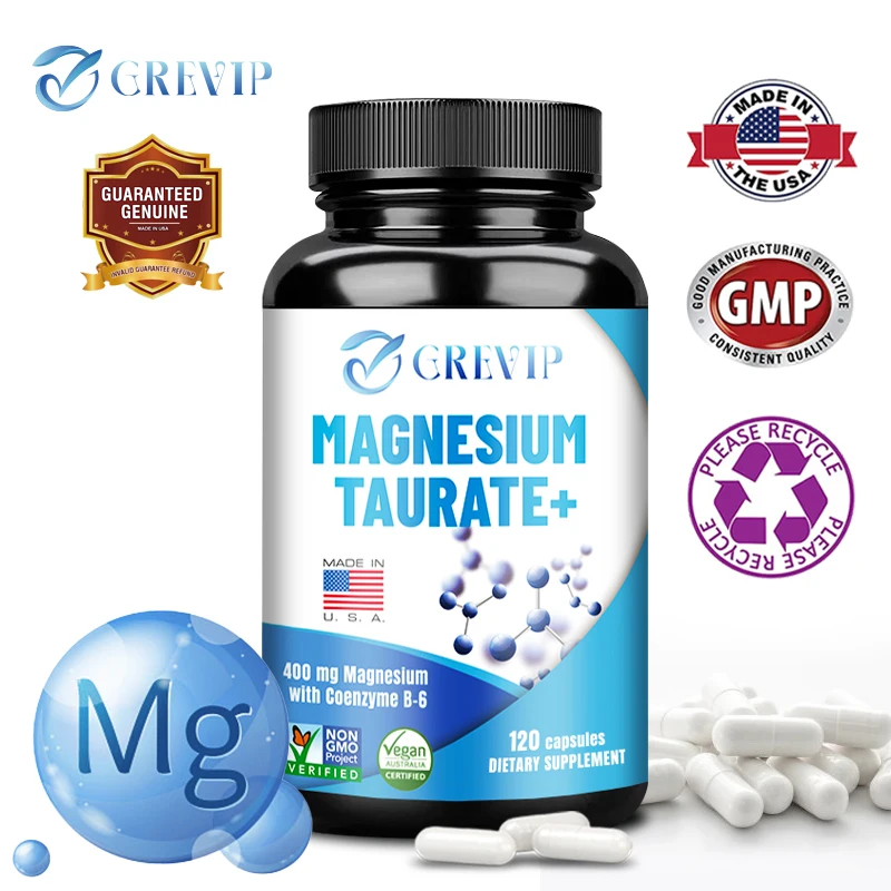 Cápsulas de taurato de magnesio Premium, suplemento quelado de magnesio para apoyar la salud muscular y cardíaca