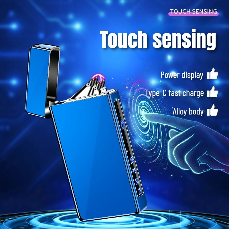 

Metal Pulse Double Arc Lighter Power Digital Display Type-C Fast Charging Alloy Body Men's Smoking Accessories Cigarette Lighter