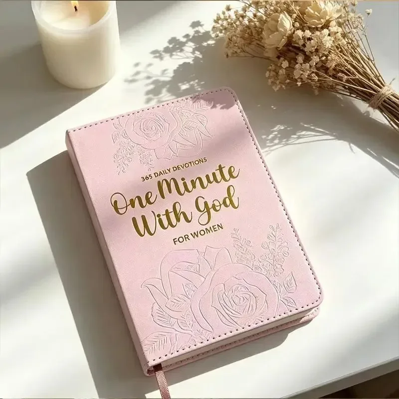 365Days Daily Prayer Leather Brown and Pink Notebook Portable Daily Devotional Journal Faith Stationery Supplies for Women