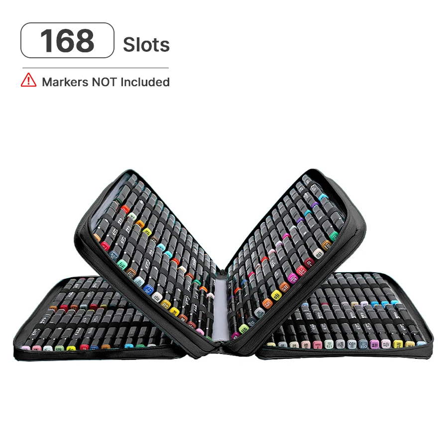 168 Slots Marker Pen Organizer Bag Large Capacity Marker Case Detachable Shoulder Strap Storage Bag Art Supply for Artists
