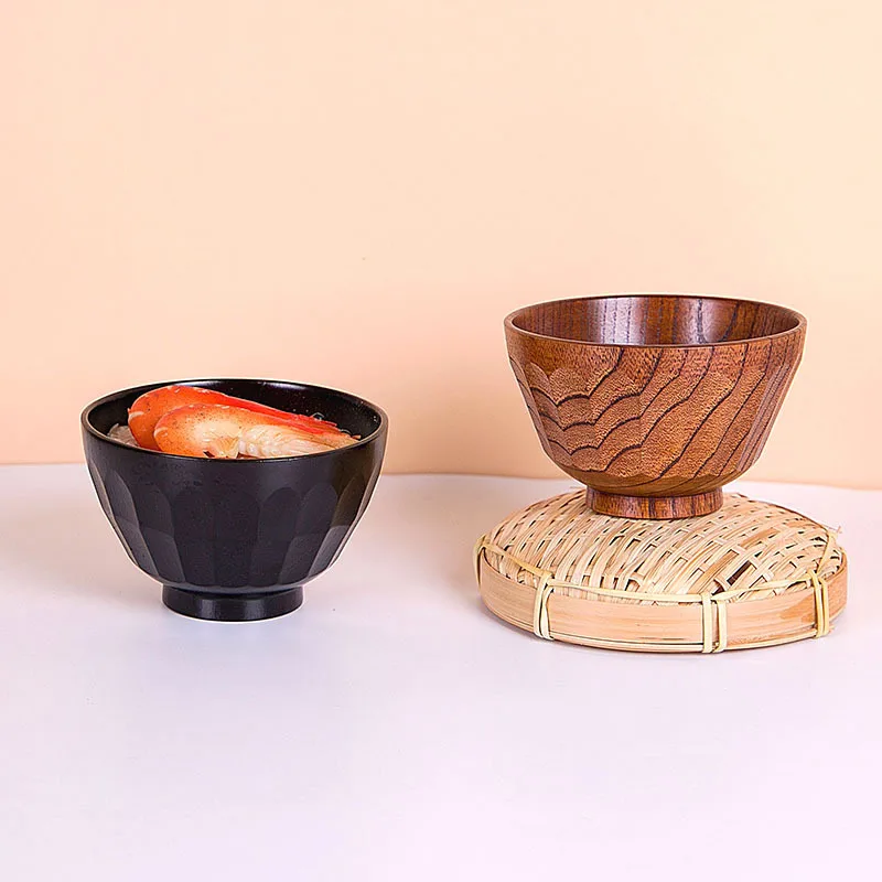 

Handmade Wooden Bowl Instant Noodles Tableware Dessert Fruit Salad Mixing Rice Ramen Bowl Home Restaurant Kitchen Dinnerware