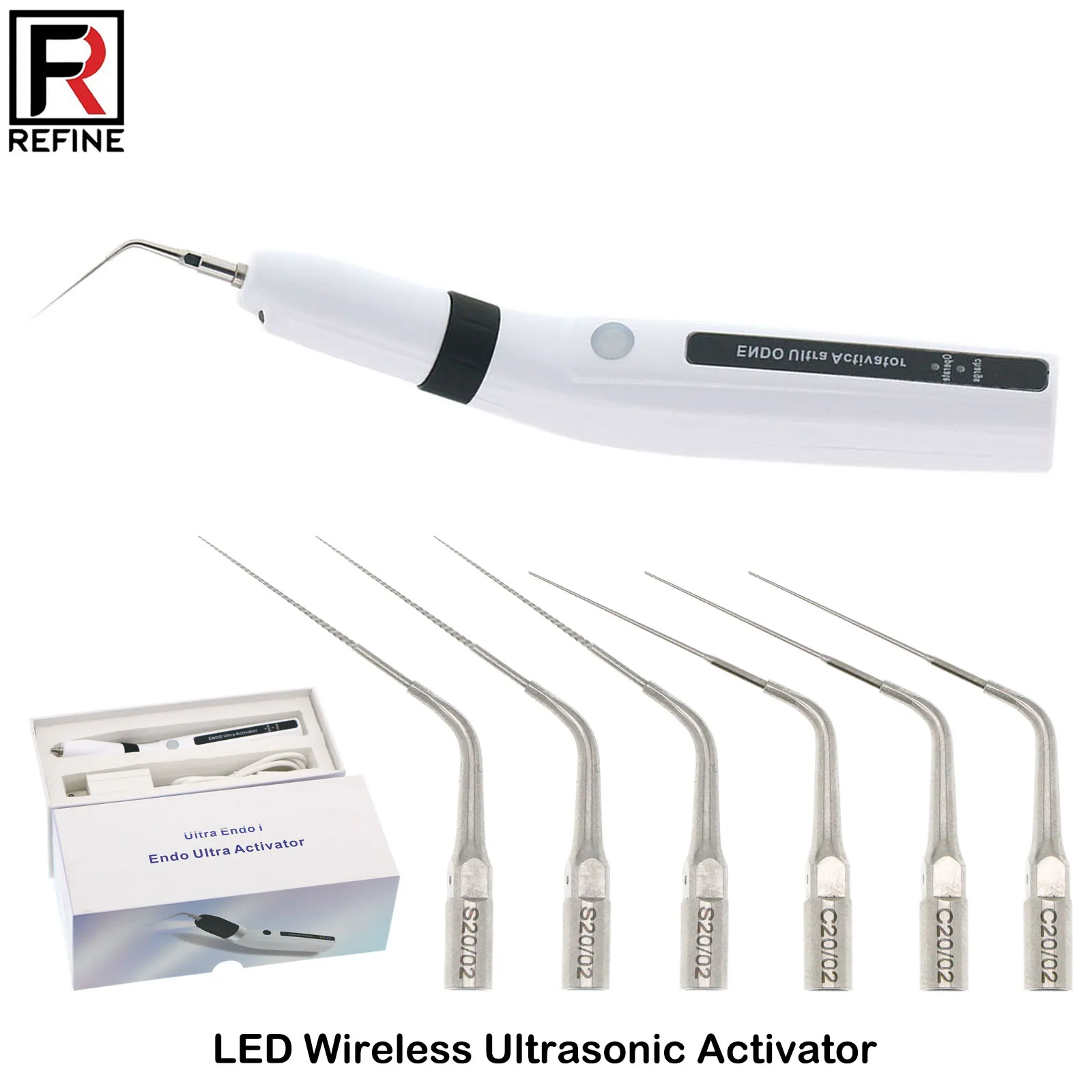 Dental LED Endodontic Activator Ultrasonic Endo Irrigator Root Canal Handpiece Polished tips Threaded tips