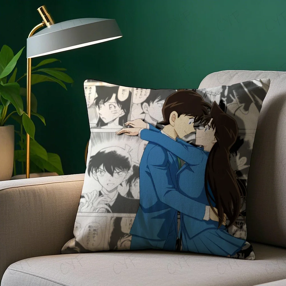 Animation D-Detective C-Conan Pillow Case Pillowcase Anti-dustmite Pillow Invisible zipper silky short plush Sofa cushion cover