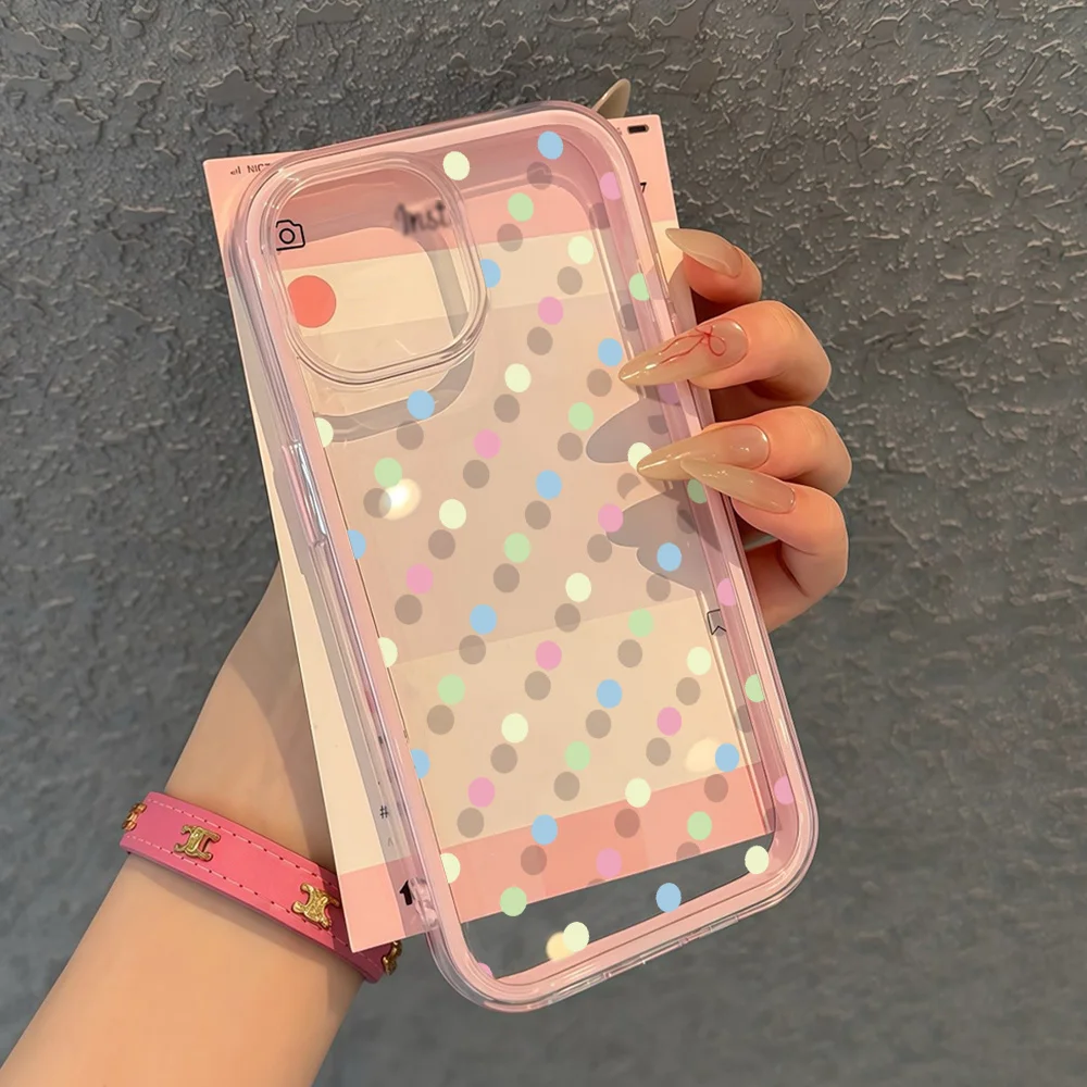 

2 in 1 Silicone Phone Case For iPhone 16 Pro Max Funda iPhone 17 11 13 15 14 12 17promax 17pro Shockproof Polka Dots Cover Coque