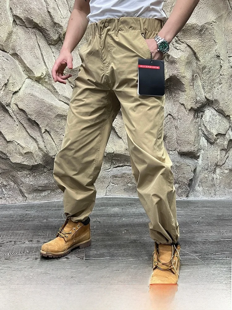 

Waterproof Outdoor Casual Pants Breathable Spring Autumn New e Label Trendy Straight Leg Elastic Waist Busin Casual
