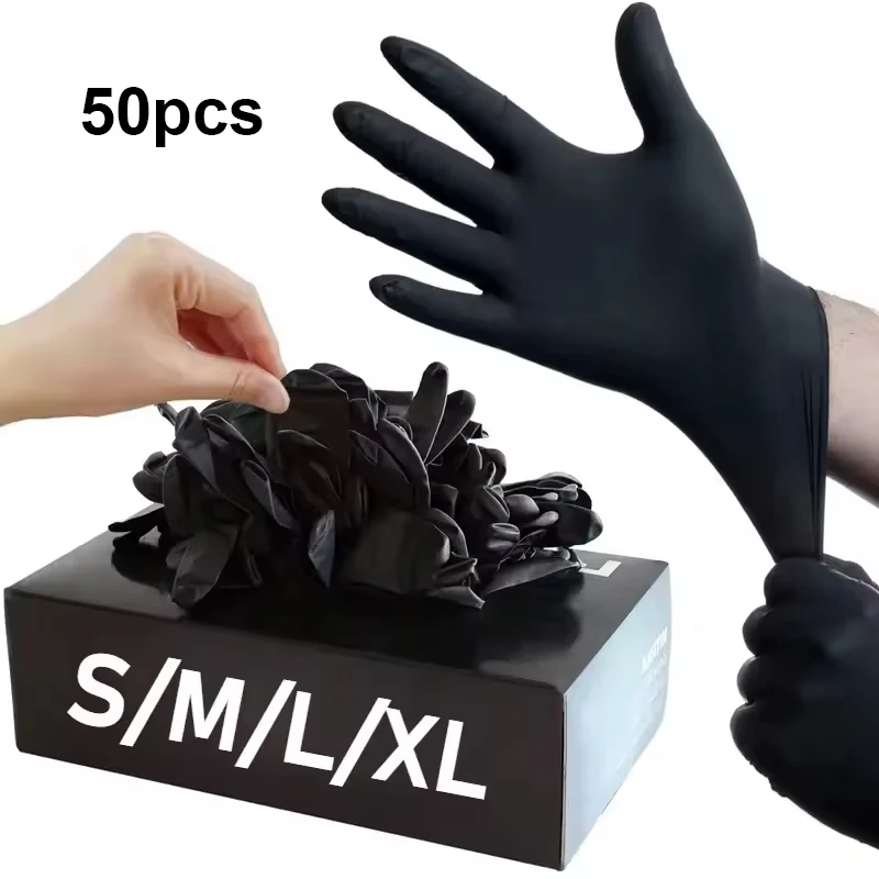 50pcs Thicken Nitrile Gloves Gloves Disposable Latex Free for Cooking, Cleaning, Gardening, Handicrafts, Automobiles S/M/L/XL