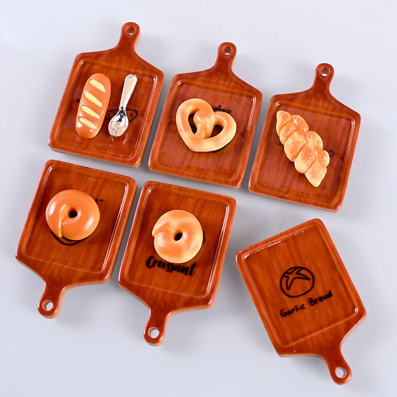 100pcs Simulation bread tray Flatback Resin Cabochon Scrapbook Deco DIY Mini Kitchen dollhouse Accessories