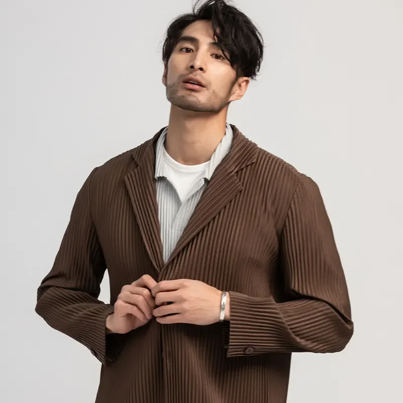 ALSEY Miyake pieghettato modelli di base di gioventù Fit uomo vestito primavera autunno 2023 nuova giacca Vintage semplice Casual monopetto