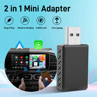 2 in 1 AI Box Mini Wired to Wireless Carplay&Android Auto Compatible with 99% of Cars Plug and Play Smart Dongle