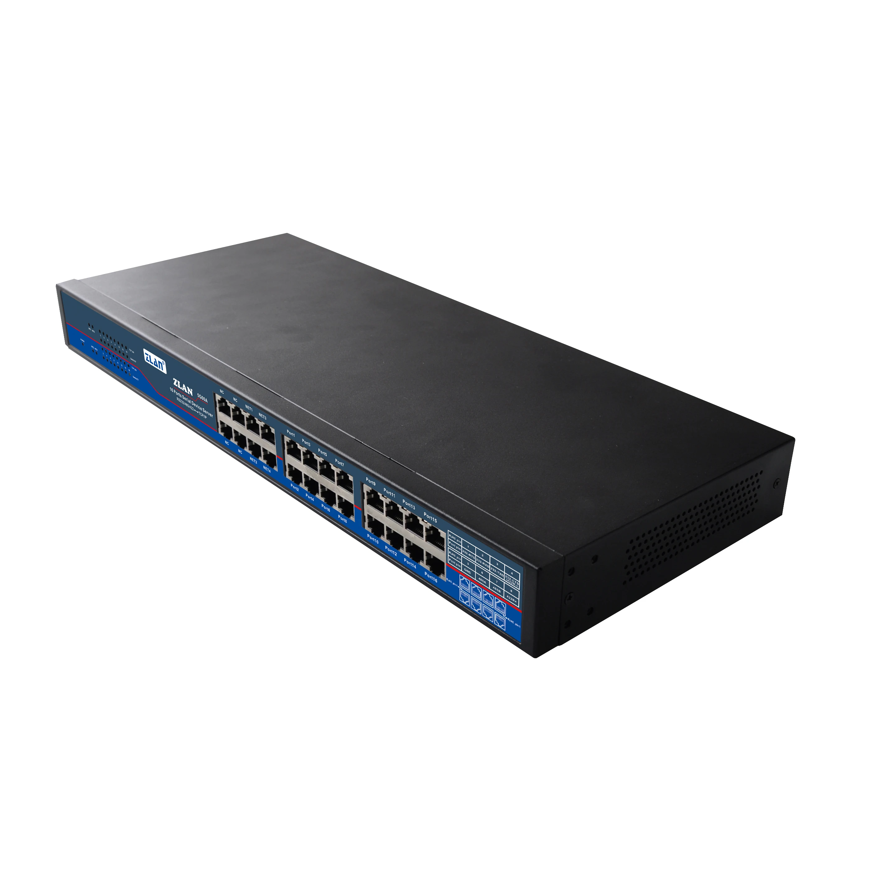 16 Port RS232 RS485 RS422 Ke Konverter TCP/IP 4 RJ45 Server Perangkat Multi Seri Rak Sakelar Industri ZLAN5G00A
