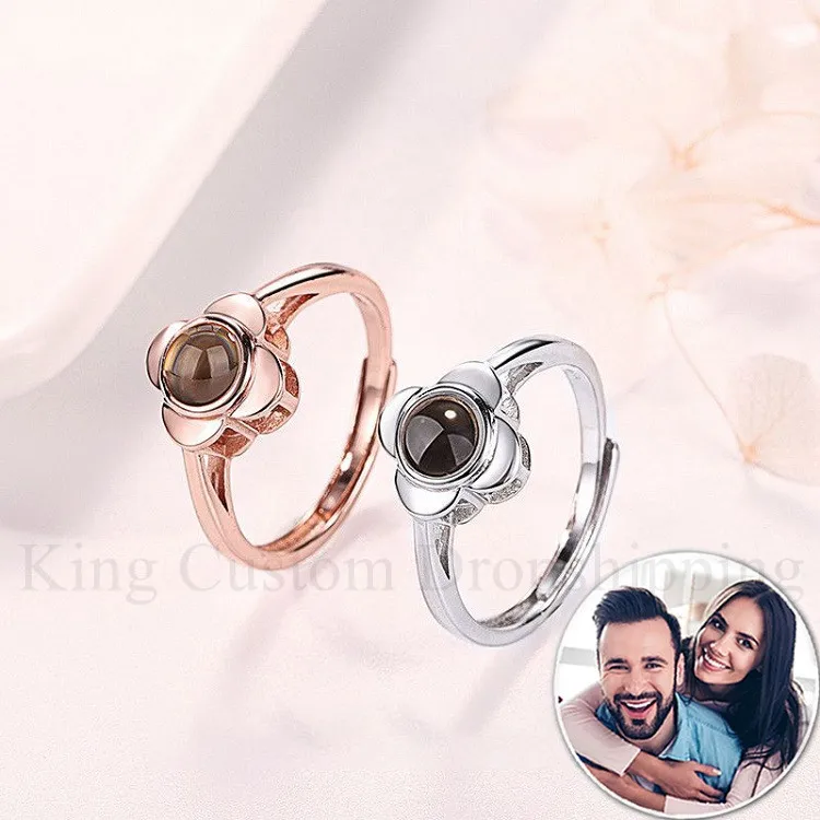 

Projection Ring Adjustable Flower Ring Rashion Trendy Women's Jewelry Gifts Romantic Love Memories Wedding Exquisite Jewelry