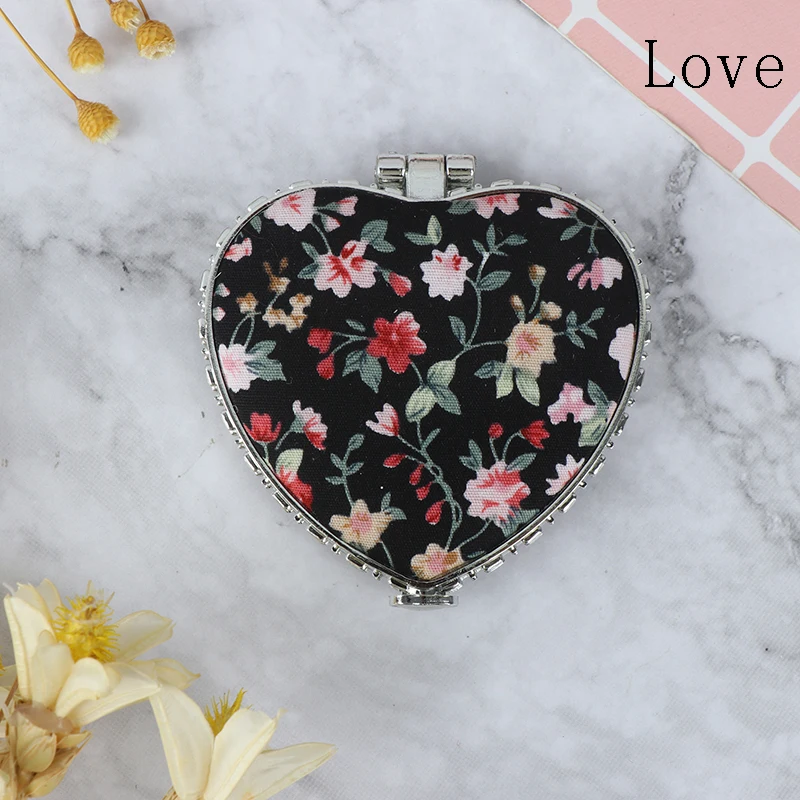 FEN60  Mini Makeup Compact Pocket Floral Mirror Portable Two-side Folding Make Up Mirror Women Vintage Cosmetic Mirrors For Gift