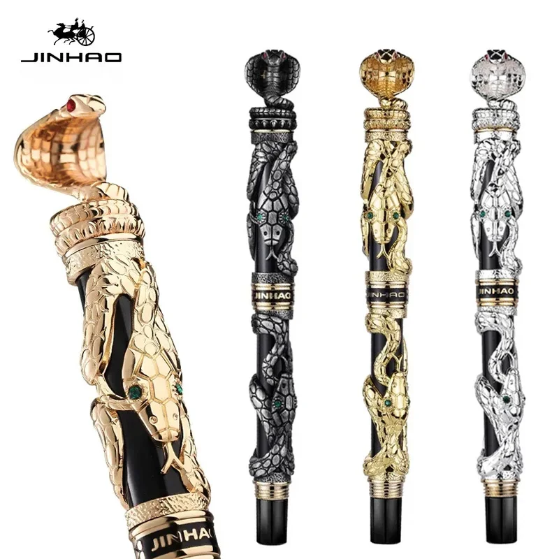 Jinhao Metal Snake Fountain Pen F/1.0mm Nib Cobra Pattern Luxury Elegant Fountain Pens Writing School Office Supplies Stationery