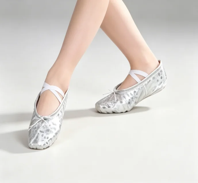 Zapatillas de Ballet con Diseño de Pata de Gato en PU Dorado y Plateado, Suaves, para Niños y Adultos, Niñas, para Práctica y Actuaciones, Uso Diario en Clases de Baile y Gimnasio Interior