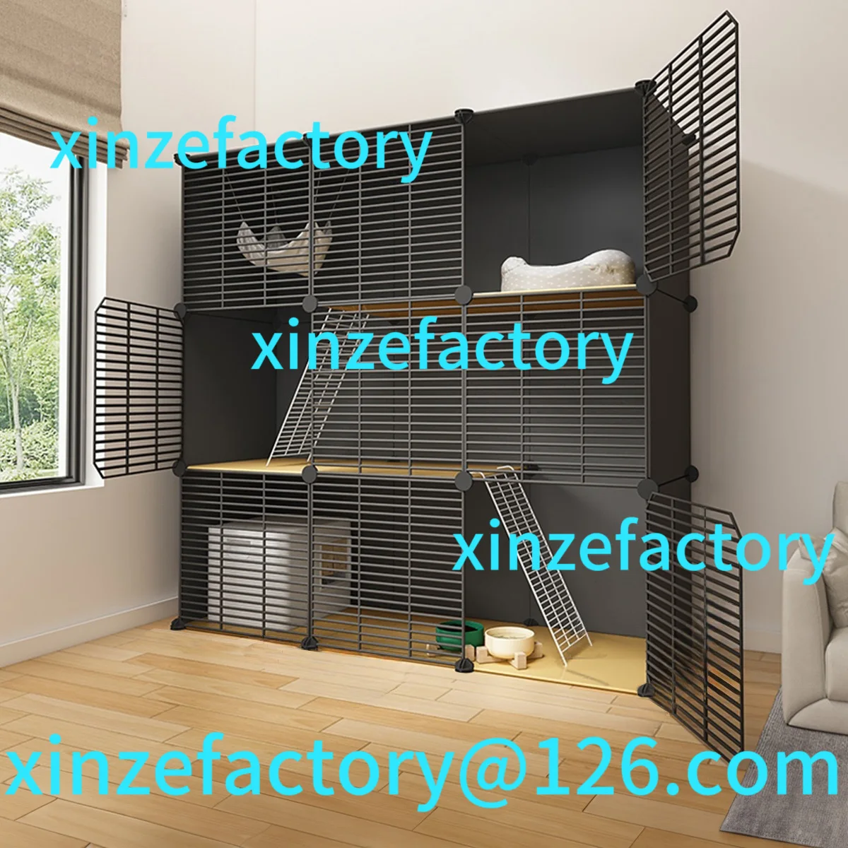 

Customizable Household Indoor Free Assembly House Cat Villa Empty Cage