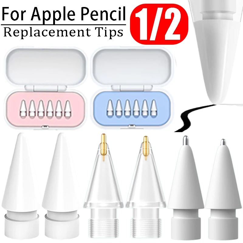 

6/1 шт. противоскользящие наконечники для карандашей Apple Pencil 1/2 поколения, тонкие наконечники для планшетных ручек, запасной стилус, сменный наконечник для карандашей