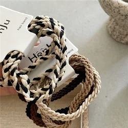 Black and white contrast color twist braid basic rubber band 5 sets of color hair rope ponytail rubber band Korean version new