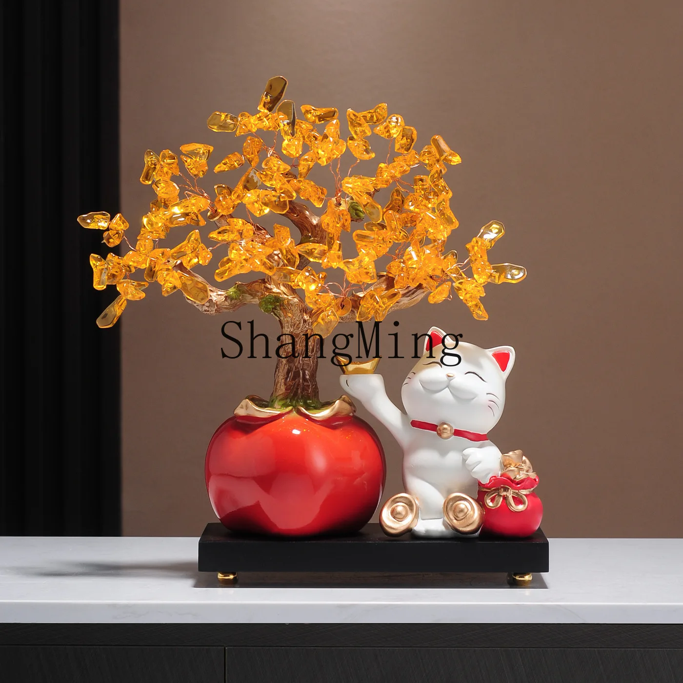 SM الشعور المتقدم شجرة الحظ قطة الحظ الحلي الصينية مكتب الجبهة مكتب خزانة مشروبات الديكور #4