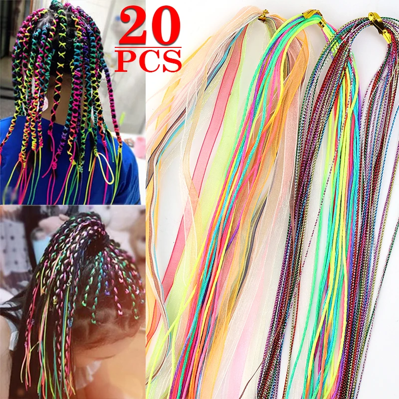 

20Pcs Rainbow Colors Hair braids strands for african braid Dreadlocks Girls DIY Ponytail Styling Ropes Women Hair Accessories