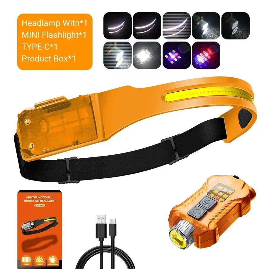 Schijnwerper LED-koplamp USB oplaadbare 18650-batterij Krachtige zaklamp Buiten Waterdicht Draagbaar Werkkoplamp Vissen