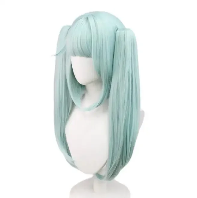 Anime Cosplay Wig Cosplay Wig Double Ponytails Cyan-blue Wig Cosplay Heat Resistant Synthetic Wigs