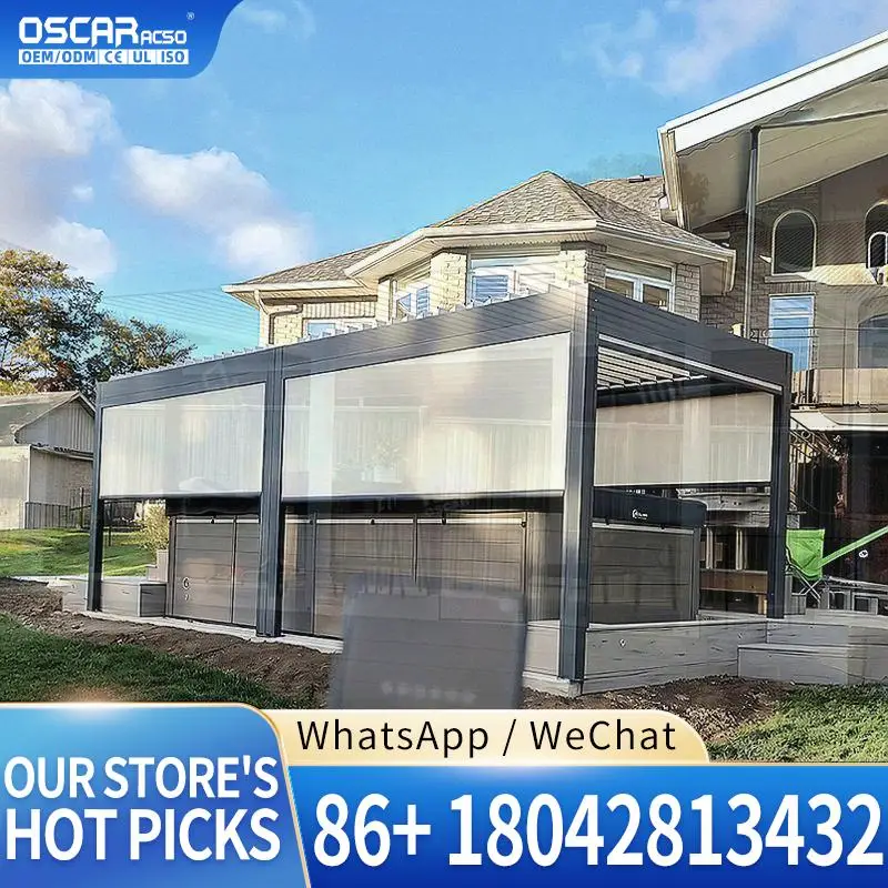 High Quality Retractable Manual Louver Outdoor Bioclimatic Aluminum Structure Shade for Garden Patio Backyard pergola