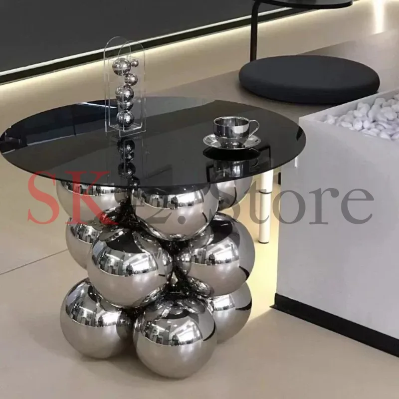 Handmade DIY custom assembly acrylic coffee table small apartment special-shaped round Klein blue modern Internet celebrity