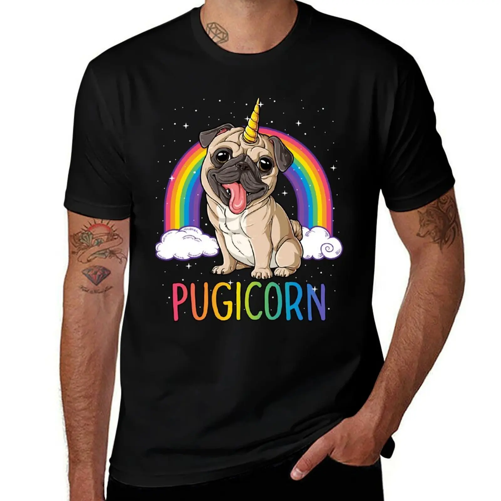 Pugicorn Pug Unicorn T shirt Kids Women Space Galaxy Rainbow T-Shirt Regular Fit Plain Tee Shirt