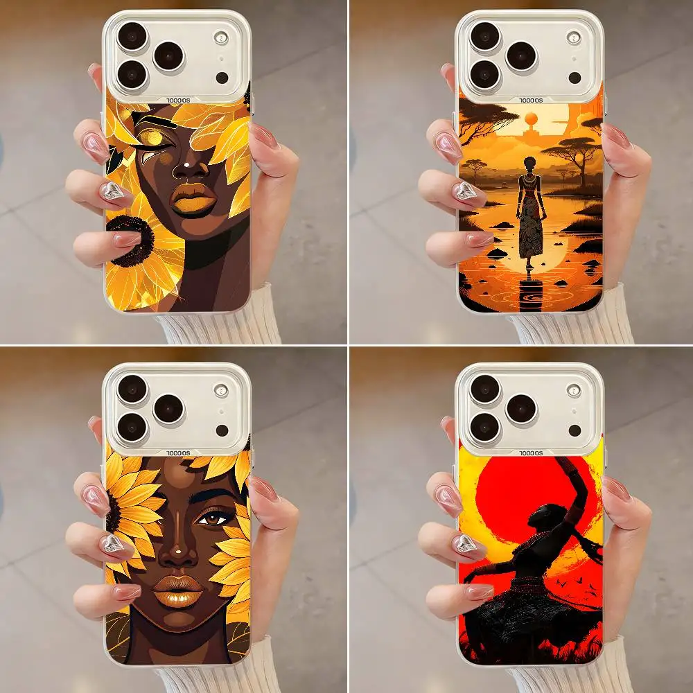

African Art Phone Case For iPhone 17,16,13,12,X,11,15,14,Pro,Max,Plus,SE4,Air,Mini White IMD HD Matte