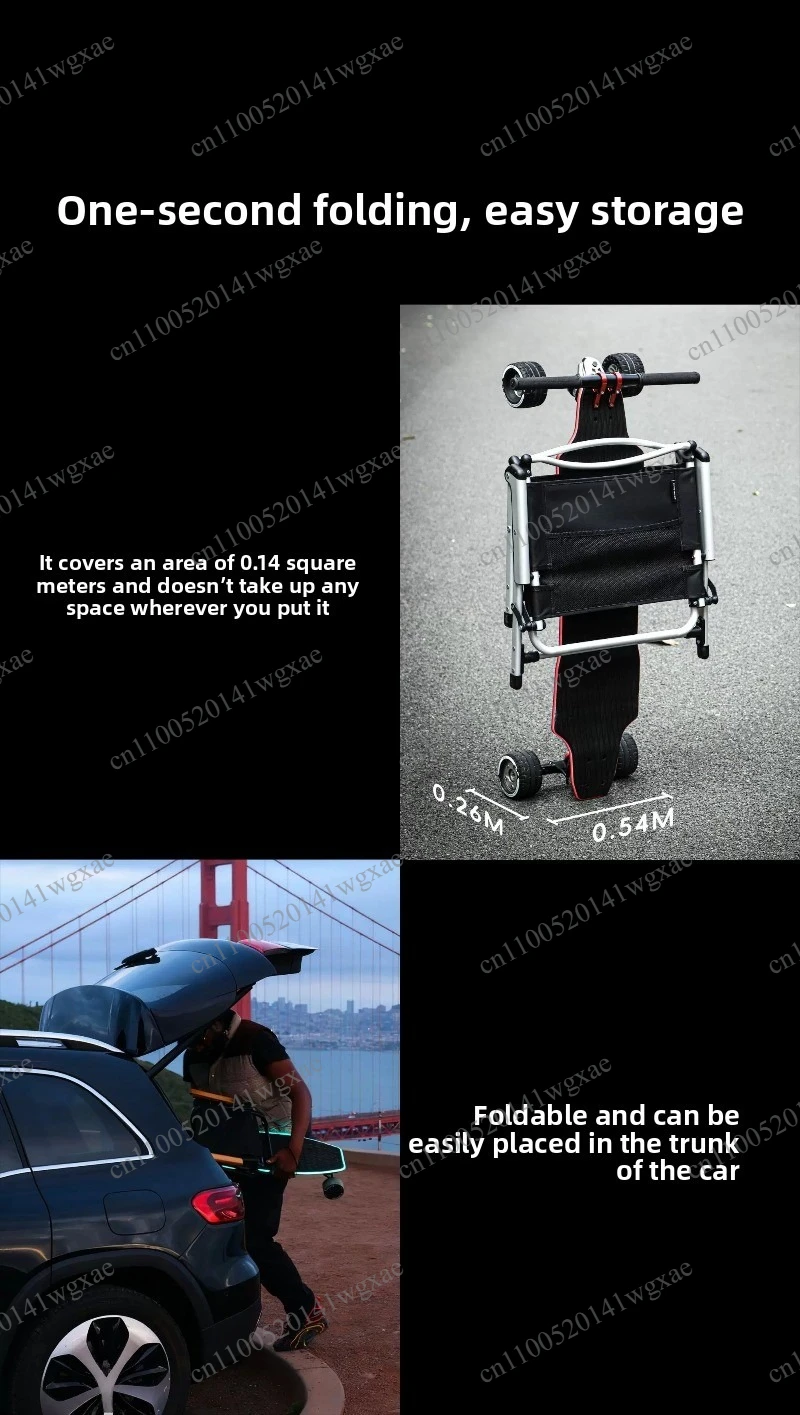 Four Wheels Outdoor Riding Scooter Portable Adult Travel Tool with Detachable Seat